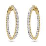 3 1/2 Carat Diamond Hoop Earrings In 14 Karat Yellow Gold, 1 Inch Image-2