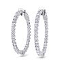 5 Carat Diamond Hoop Earrings In 14 Karat White Gold, 1 1/4 Inch Image-1