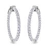 5 Carat Diamond Hoop Earrings In 14 Karat White Gold, 1 1/4 Inch Image-4