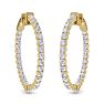 5 Carat Diamond Hoop Earrings In 14 Karat Yellow Gold, 1 1/4 Inch Image-3