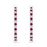 5 Carat Ruby and Diamond Hoop Earrings In 14 Karat White Gold, 1 1/4 Inch Image-2