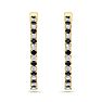 5 Carat Sapphire and Diamond Hoop Earrings In 14 Karat Yellow Gold, 1 1/4 Inch Image-2