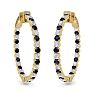 5 Carat Sapphire and Diamond Hoop Earrings In 14 Karat Yellow Gold, 1 1/4 Inch Image-3