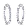 5 Carat Diamond Hoop Earrings In 14 Karat White Gold, 1 1/2 Inches Image-3