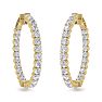 5 Carat Diamond Hoop Earrings In 14 Karat Yellow Gold, 1 1/2 Inches Image-3