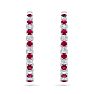 5 Carat Ruby and Diamond Hoop Earrings In 14 Karat White Gold, 1 1/2 Inches Image-2