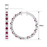 5 Carat Ruby and Diamond Hoop Earrings In 14 Karat White Gold, 1 1/2 Inches Image-4