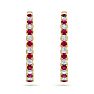 5 Carat Ruby and Diamond Hoop Earrings In 14 Karat Yellow Gold, 1 1/2 Inches Image-2