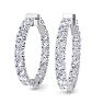 7 Carat Diamond Hoop Earrings In 14 Karat White Gold, 1 1/4 Inch Image-1