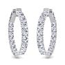 7 Carat Diamond Hoop Earrings In 14 Karat White Gold, 1 1/4 Inch Image-3