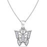 Diamond Butterfly Pendant in 10k White Gold Image-1