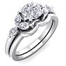 1 Carat Round and Marquise Diamond Bridal Set In 14 Karat White Gold Image-2
