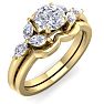 1 Carat Round and Marquise Diamond Bridal Set In 14 Karat Yellow Gold Image-2
