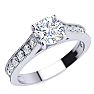 Moissanite Engagement Ring; 1 1/2 Carat Round Shape Moissanite Engagement Ring In 14 Karat White Gold Image-2