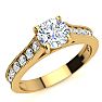 Moissanite Engagement Ring; 1 1/2 Carat Round Shape Moissanite Engagement Ring In 14 Karat Yellow Gold Image-2