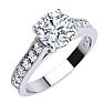 Moissanite Engagement Ring; 2 Carat Round Shape Moissanite Engagement Ring In 14 Karat White Gold Image-2