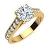 Moissanite Engagement Ring; 2 Carat Round Shape Moissanite Engagement Ring In 14 Karat Yellow Gold Image-2