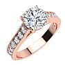 Moissanite Engagement Ring; 2 Carat Round Shape Moissanite Engagement Ring In 14 Karat Rose Gold Image-2