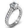 Moissanite Engagement Ring; 1 1/2 Carat Round Shape Moissanite Engagement Ring In 14 Karat White Gold Image-2