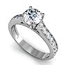 Moissanite Engagement Ring; 1 1/2 Carat Round Shape Moissanite Engagement Ring In 14 Karat White Gold Image-4