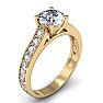 Moissanite Engagement Ring; 1 1/2 Carat Round Shape Moissanite Engagement Ring In 14 Karat Yellow Gold Image-2