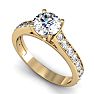 Moissanite Engagement Ring; 1 1/2 Carat Round Shape Moissanite Engagement Ring In 14 Karat Yellow Gold Image-4