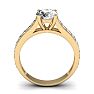 Moissanite Engagement Ring; 1 1/2 Carat Round Shape Moissanite Engagement Ring In 14 Karat Yellow Gold Image-5