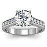 Moissanite Engagement Ring; 2 Carat Round Shape Moissanite Engagement Ring In 14 Karat White Gold Image-1