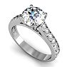 Moissanite Engagement Ring; 2 Carat Round Shape Moissanite Engagement Ring In 14 Karat White Gold Image-4
