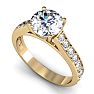 Moissanite Engagement Ring; 2 Carat Round Shape Moissanite Engagement Ring In 14 Karat Yellow Gold Image-4