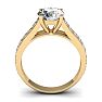 Moissanite Engagement Ring; 2 Carat Round Shape Moissanite Engagement Ring In 14 Karat Yellow Gold Image-5