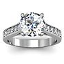 Moissanite Engagement Ring; 2 1/2 Carat Round Shape Moissanite Engagement Ring In 14 Karat White Gold Image-1