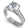 Moissanite Engagement Ring; 2 1/2 Carat Round Shape Moissanite Engagement Ring In 14 Karat White Gold Image-4