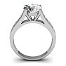 Moissanite Engagement Ring; 2 1/2 Carat Round Shape Moissanite Engagement Ring In 14 Karat White Gold Image-5