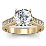 Moissanite Engagement Ring; 2 1/2 Carat Round Shape Moissanite Engagement Ring In 14 Karat Yellow Gold Image-1