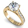 Moissanite Engagement Ring; 2 1/2 Carat Round Shape Moissanite Engagement Ring In 14 Karat Yellow Gold Image-4
