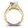 Moissanite Engagement Ring; 2 1/2 Carat Round Shape Moissanite Engagement Ring In 14 Karat Yellow Gold Image-5