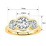 Moissanite Engagement Ring; 2 1/4 Carat Bezel Set Three Stone Moissanite Ring In 14 Karat Yellow Gold Image-5