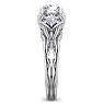 Moissanite Engagement Ring; 1 1/4 Carat Round Shape Moissanite Intricate Vine Engagement Ring In 14 Karat White Gold Image-4