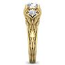 Moissanite Engagement Ring; 1 1/4 Carat Round Shape Moissanite Intricate Vine Engagement Ring In 14 Karat Yellow Gold Image-4