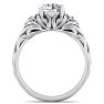 Moissanite Engagement Ring; 1 3/4 Carat Round Shape Moissanite Intricate Vine Engagement Ring In 14 Karat White Gold Image-3