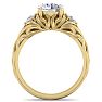 Moissanite Engagement Ring; 1 3/4 Carat Round Shape Moissanite Intricate Vine Engagement Ring In 14 Karat Yellow Gold Image-3