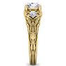 Moissanite Engagement Ring; 1 3/4 Carat Round Shape Moissanite Intricate Vine Engagement Ring In 14 Karat Yellow Gold Image-4