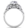Moissanite Engagement Ring; 2 1/4 Carat Round Shape Moissanite Intricate Vine Engagement Ring In 14 Karat White Gold Image-3