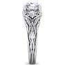 Moissanite Engagement Ring; 2 1/4 Carat Round Shape Moissanite Intricate Vine Engagement Ring In 14 Karat White Gold Image-4