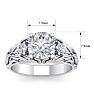 Moissanite Engagement Ring; 2 1/4 Carat Round Shape Moissanite Intricate Vine Engagement Ring In 14 Karat White Gold Image-5