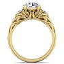 Moissanite Engagement Ring; 2 1/4 Carat Round Shape Moissanite Intricate Vine Engagement Ring In 14 Karat Yellow Gold Image-3