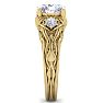 Moissanite Engagement Ring; 2 1/4 Carat Round Shape Moissanite Intricate Vine Engagement Ring In 14 Karat Yellow Gold Image-4