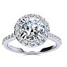 Moissanite Engagement Ring; 2 Carat Round Shape Halo Moissanite Engagement Ring In 14 Karat White Gold Image-1
