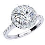 Moissanite Engagement Ring; 2 Carat Round Shape Halo Moissanite Engagement Ring In 14 Karat White Gold Image-2